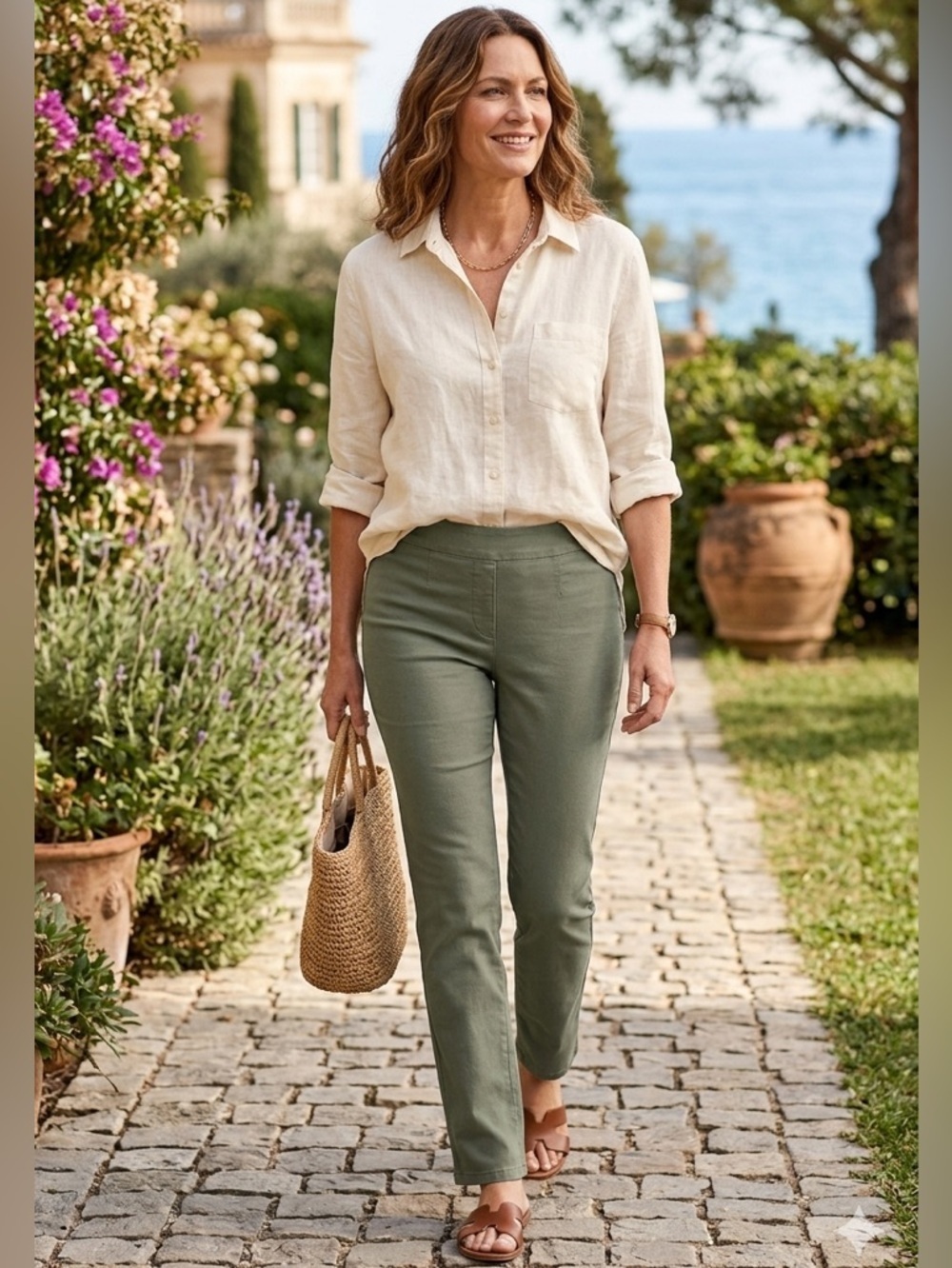 Chico's | Olive Green So Slimming Straight Leg Stretch Pants | Chico’s Sz 1